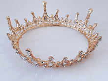 Gold Crystal Bridal Tiara – Round Proper Rhinestone Crown for Weddings & Proms