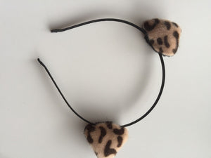 Women Girls Kid Brown Fluffy Party Leopard Cat Ear Hair Headband Band Hoop Prop
