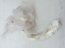 Baby Infant Girl Christening Shower Feather Flower headband Hair band prop