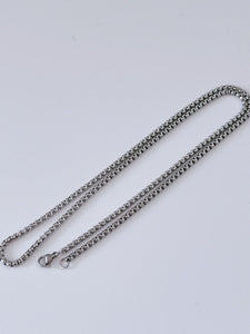 Men Silver color Stainless steel Titanium Plated Square Chain Necklace 3x60cm