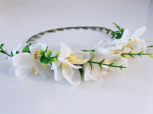 Women wedding Creamy White Lily Flower bride Party Hair Headband Crown Garland