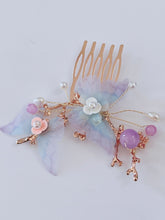 Women Girl Fancy Blue Butterfly Pearl Twig Hair Comb Clip Pin Haipin Hairpiece