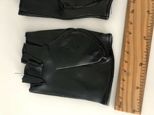 Women Mens Adult Black Synthetic Leather Bike Dance semi Fingerless Short Gloves