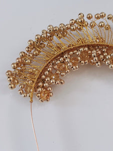 Women Gold Halo Beads Prom Dance Party Hair head band Headband Tiara Fascinator