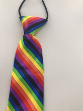 Kids Boys Girl Rainbow Colorful Multi-colored Stripe Party Pre tied Neck ties