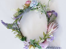 Women Wedding Retro Purple Blue Halo flower Hair Headband Crown Garland Wreath