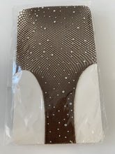 Women Crystal Rhinestone Coffee Fishnet Open Crotch Pantyhose Stockings Tights