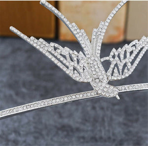 Girls Kids Crystal Bird Swallow Hair Forehead Prom Party Headband Crown tiara