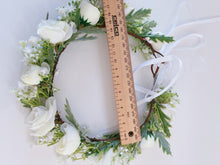 Women wedding Cream White Rose flower bride Hair Headband Crown Garland Wreath