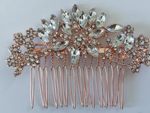 Women Rose Gold Crystal Flower Leaf Bride Hair Comb hair Jewellery Clip Pin