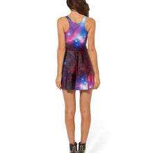 Women Purple Galaxy Sky Star Universe Party Skate Costume Mini Short Dress