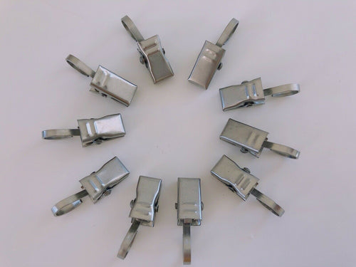 AU 10x Small Stainless Steel Metal Curtain Hanging Clips Claws with Hook Clamps