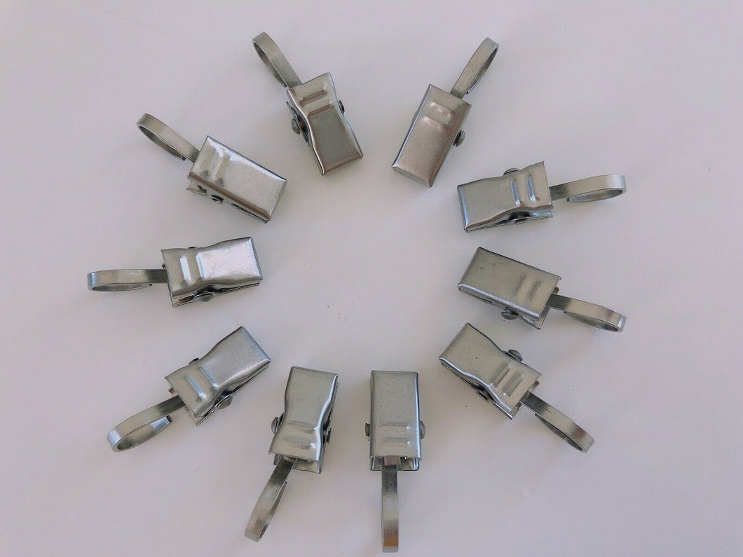 AU 10x Small Stainless Steel Metal Curtain Hanging Clips Claws with Hook Clamps
