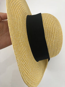 Women Stylish Chic Summer Beach Beige Panama Straw Look With Bow Elegant Hat Cap