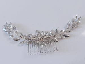 Women BOHO Silver Crystal Leaf Back Hair Styling Comb Pin Hairpiece Headband