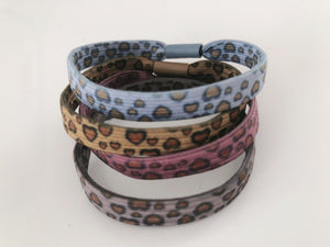 Women Girl Heart Leopard Pattern Flat No Ouch Elastic Ponytail Holder Hair Band