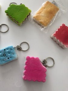 2 Slow rising Scent Biscuit Cookie Squishie Squish Keyring Squeeze toy Strap