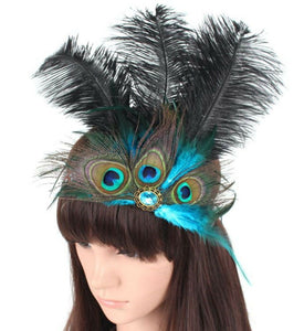 Women Bohemian Ethic Gypsy Peacock Party Hair headband Head band fascinator