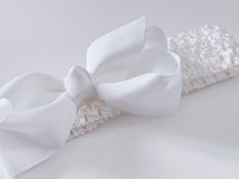 Girl Baby Shower grosgrain Bow Pure White Birthday Party Hair head Headband