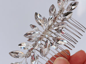 Women BOHO Silver Crystal Leaf Back Hair Styling Comb Pin Hairpiece Headband