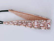 Women BOHO Bling Beige Pink Crystal Rhinestone Elastic Hair Headband Head band