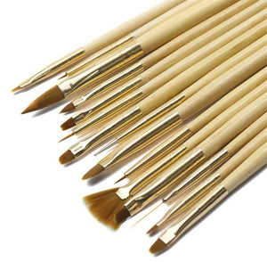 15PCS Nail Art Design Gold Brush Tool Set for Manicure