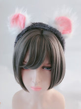 Women Children Bear Grey Koala Fluffy Pink Ear Party Hair head band Headband