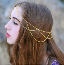 NEW Women gold color BOHO party Retro Metallic Hair Cuff Chain Tassel Head band