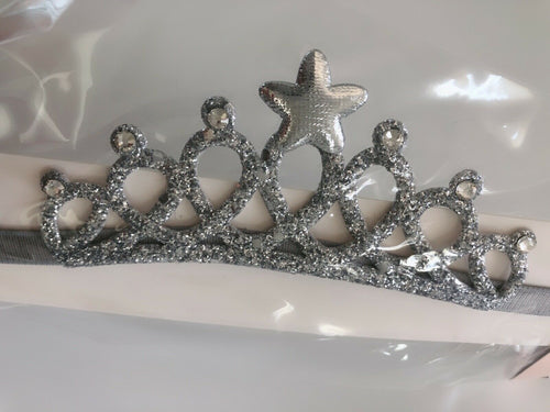 Girl Kid Children Elastic Princess Birthday Party Crown Tiara Hair Headband Band Silver Color
