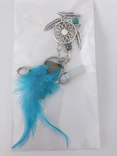 Women Bohemian BOHO Blue Feather Dream Catcher Crystal Key Ring holder Keyring