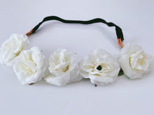 Women Cream White flower Girl Braided Beach Elastic Hair Band Headband Garland