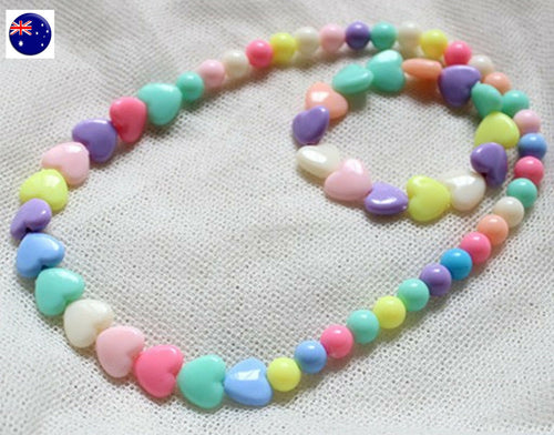 Girl Kid child Colorful Heart Star Necklace Bracelet Set Christmas Birthday Gift Heart Shape Necklace and Bracelet Set
