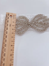 Wedding flower Girl Crystal Lace Hair band head piece Tiara Bow Elastic Headband