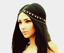 Women Gold color Metal Bohemian Belly Dance party Hair Head Cuff Headband Chain