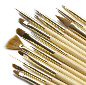 15PCS Nail Art Design Gold Brush Tool Set for Manicure