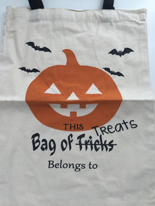 Halloween Party Favors Treat or Trick Candy Pumpkin Cotton Canvas shopping Bag