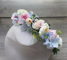 Women Wedding Blue Pink Flower Prom Party Hair headpiece hair headband Garland