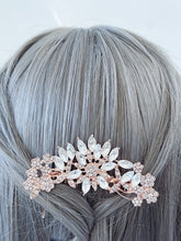 Women Rose Gold Crystal Flower Leaf Bride Hair Comb hair Jewellery Clip Pin