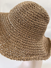 Women Khaki Brown Medium Brim Holiday Summer Beach Straw Floppy Sun Hat