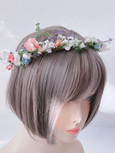 Women Girl Pink White Flower Hair Halo Headband crown Garland Photography Prop