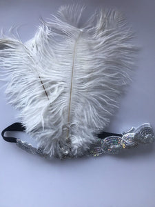 Women Lady retro White Feather Flapper Party Hair headband accessory fascinator
