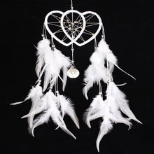 Women Lady White Double Heart Feather DREAM CATCHER Door Car Room Hanger Decor