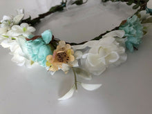 Lady flower Girl wedding Green white Party Hair Head band Crown Garland tiara