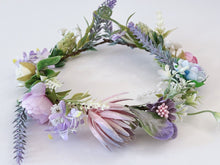 Women Wedding Retro Purple Blue Halo flower Hair Headband Crown Garland Wreath