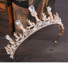 Women Girl Wedding Bride Party Hair Headband Gold Color Crystal Crown Tiara