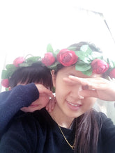 Women Girl Flower Rose Red Flower Party hair head headband Crown Garland PROP