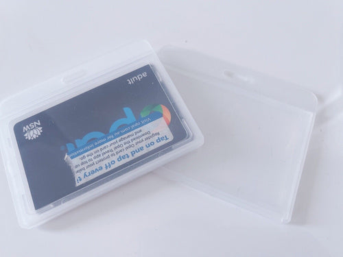 2 AU Clear Opal Credit Name Swipe Card Security badge ID Lanyard Holder Case