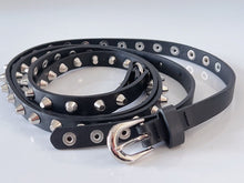 Women Slim Thin Skinny Rock Gothic Punk Metal Spike Studded Rivet Buckle Belt