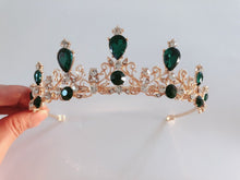 Children Kids Girls Princess Emerald Green Crystal Tiara Crown Hair Headband