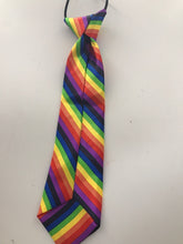 Kids Boys Girl Rainbow Colorful Multi-colored Stripe Party Pre tied Neck ties